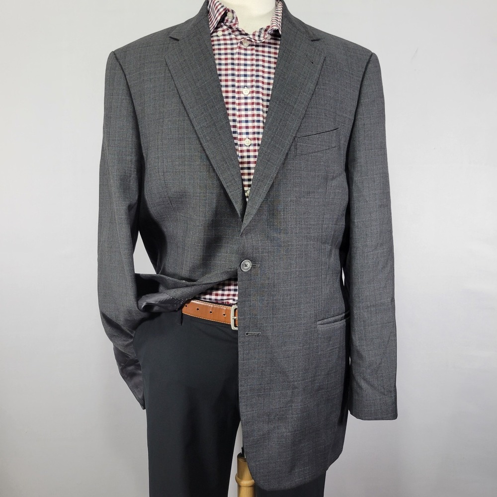 Joseph Abboud Men's Sport Coat Blazer Two Button Gray Loro Piana Wool Size 44XL